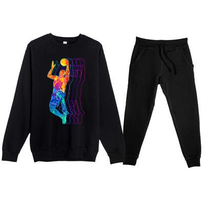 Retro Basketball Player Gift Premium Crewneck Sweatsuit Set