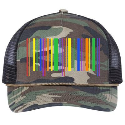 Rainbow Barcode Pride Month Subtle Lgbt Design Gay Rights Retro Rope Trucker Hat Cap