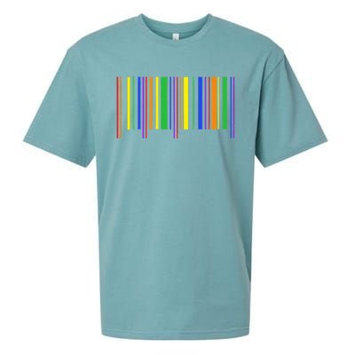 Rainbow Barcode Pride Month Subtle Lgbt Design Gay Rights Sueded Cloud Jersey T-Shirt