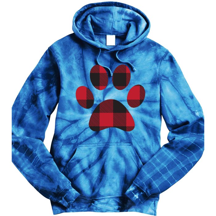 Red Black Plaid Paw Print Gift Tie Dye Hoodie