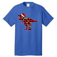 Red Buffalo Plaid Trex Dinosaur Christmas Tree Lights Gift Tall T-Shirt