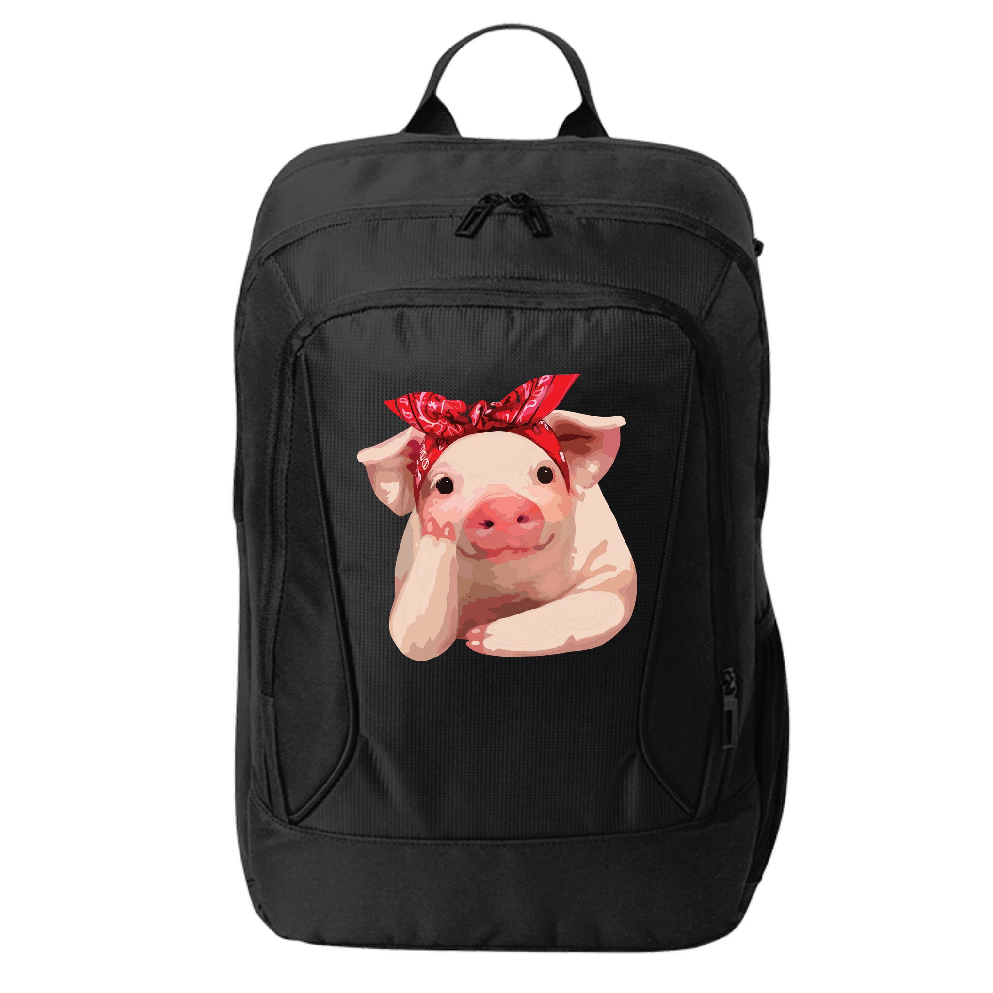 Red Bandanna Pig Funny I Love Piggy City Backpack