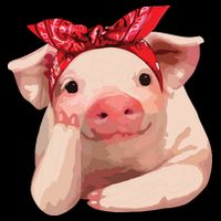 Red Bandanna Pig Funny I Love Piggy City Backpack