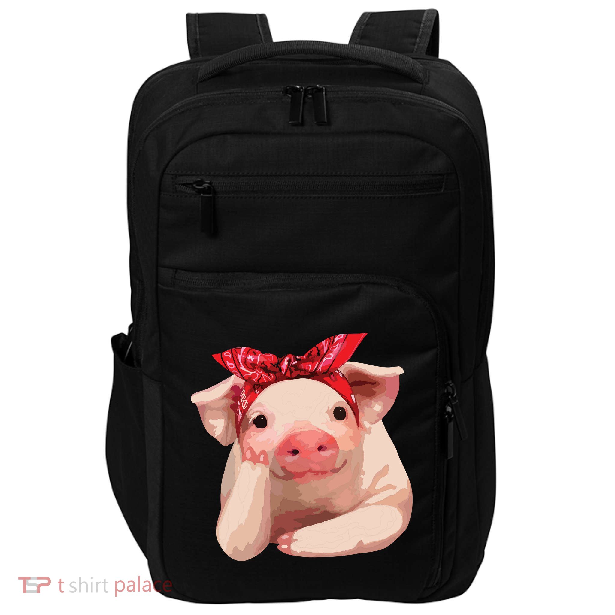 Red Bandanna Pig Funny I Love Piggy Impact Tech Backpack