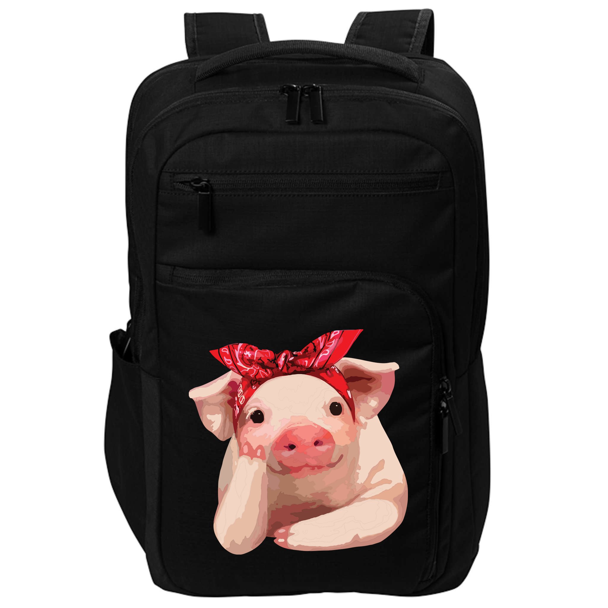 Red Bandanna Pig Funny I Love Piggy Impact Tech Backpack