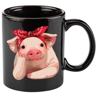 Red Bandanna Pig Funny I Love Piggy 11oz C Handle Ceramic Mug