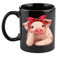 Red Bandanna Pig Funny I Love Piggy 11oz C Handle Ceramic Mug
