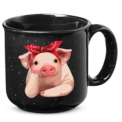 Red Bandanna Pig Funny I Love Piggy 15oz Campfire Ceramic Mug
