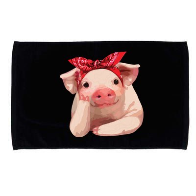 Red Bandanna Pig Funny I Love Piggy Microfiber Hand Towel