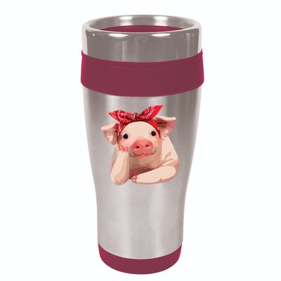 Red Bandanna Pig Funny I Love Piggy 16oz Travel Tumbler