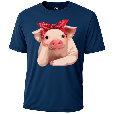Red Bandanna Pig Funny I Love Piggy Performance Shirt