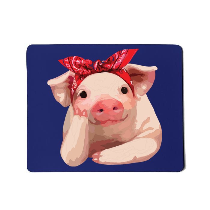 Red Bandanna Pig Funny I Love Piggy Mousepad