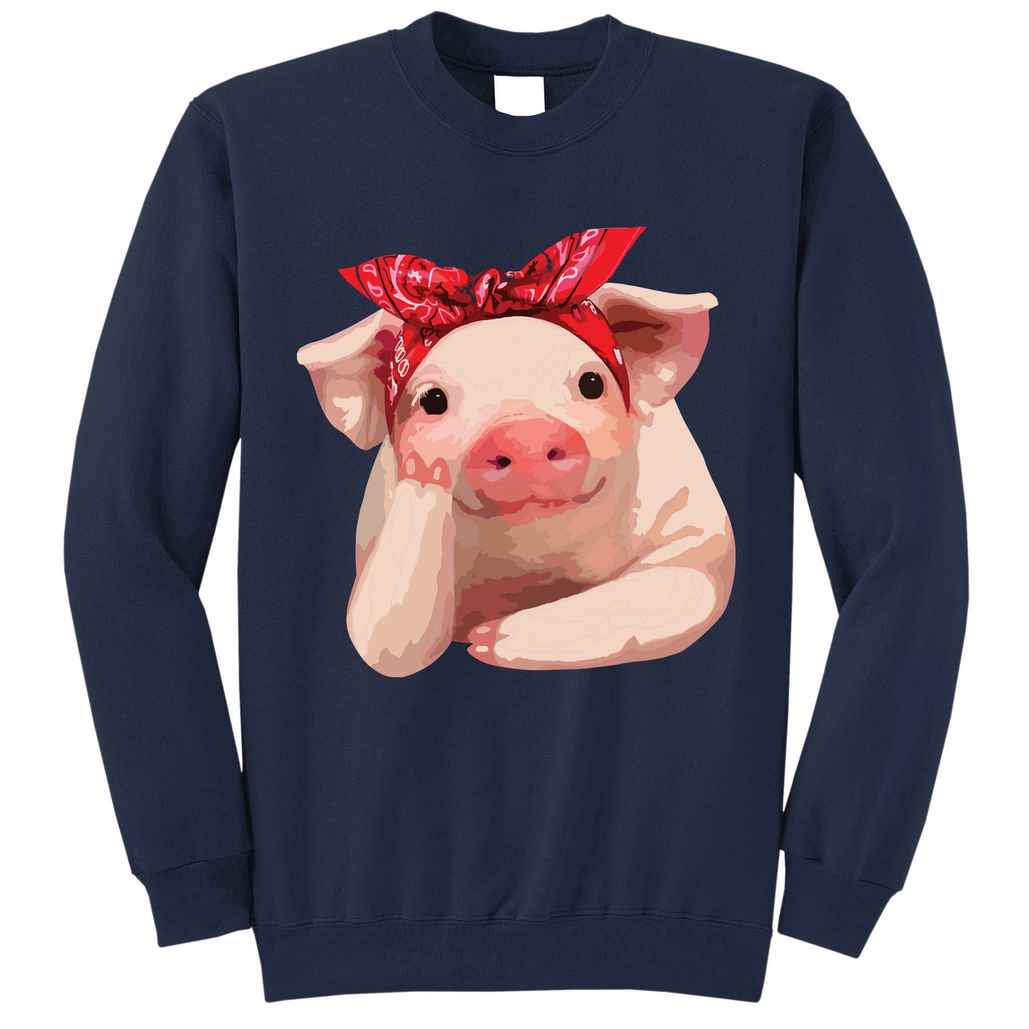 Red Bandanna Pig Funny I Love Piggy Tall Sweatshirt