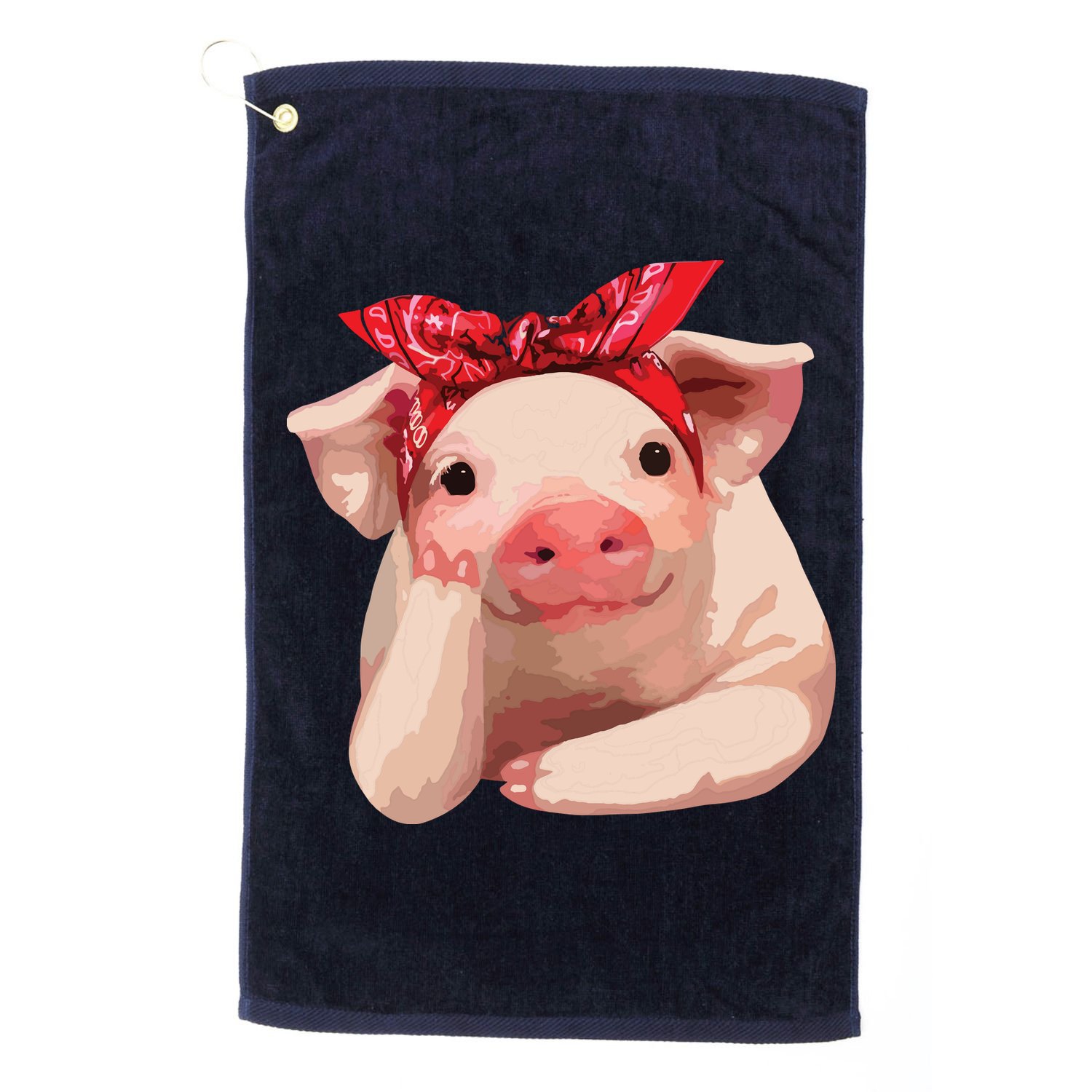 Red Bandanna Pig Funny I Love Piggy Golf Towel
