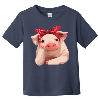 Red Bandanna Pig Funny I Love Piggy Toddler T-Shirt