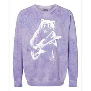 Rock Bear Playing Guitar Funny Guitar Bear Music Colorblast Crewneck Sweatshirt