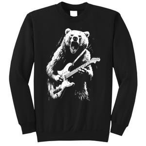 Rock Bear Playing Guitar Funny Guitar Bear Music Sweatshirt