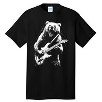 Rock Bear Playing Guitar Funny Guitar Bear Music Tall T-Shirt