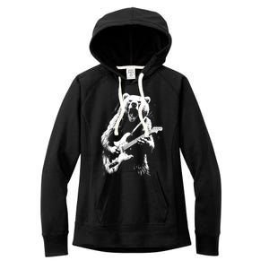 Rock Bear Playing Guitar Funny Guitar Bear Music Women's Fleece Hoodie