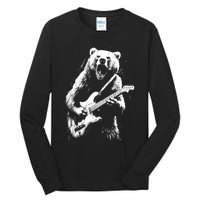 Rock Bear Playing Guitar Funny Guitar Bear Music Tall Long Sleeve T-Shirt