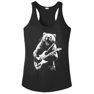 Rock Bear Playing Guitar Funny Guitar Bear Music Ladies PosiCharge Competitor Racerback Tank