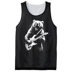 Rock Bear Playing Guitar Funny Guitar Bear Music Mesh Reversible Basketball Jersey Tank