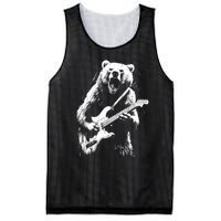 Rock Bear Playing Guitar Funny Guitar Bear Music Mesh Reversible Basketball Jersey Tank