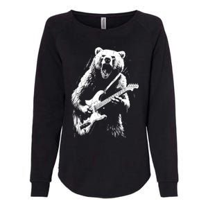 Rock Bear Playing Guitar Funny Guitar Bear Music Womens California Wash Sweatshirt