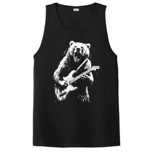 Rock Bear Playing Guitar Funny Guitar Bear Music PosiCharge Competitor Tank