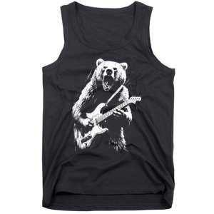 Rock Bear Playing Guitar Funny Guitar Bear Music Tank Top