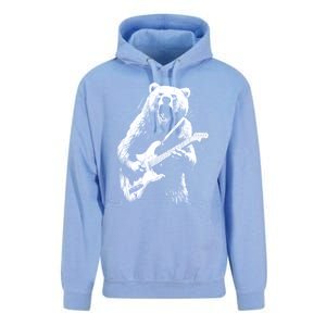 Rock Bear Playing Guitar Funny Guitar Bear Music Unisex Surf Hoodie