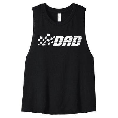 Racing Birthday Party Matching Family Race Car Pit Crew Dad Women's Racerback Cropped Tank