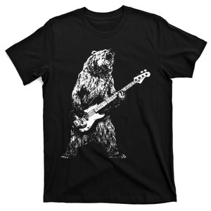 Retro Bear Playing Bass Guitar Bear Guitarist T-Shirt