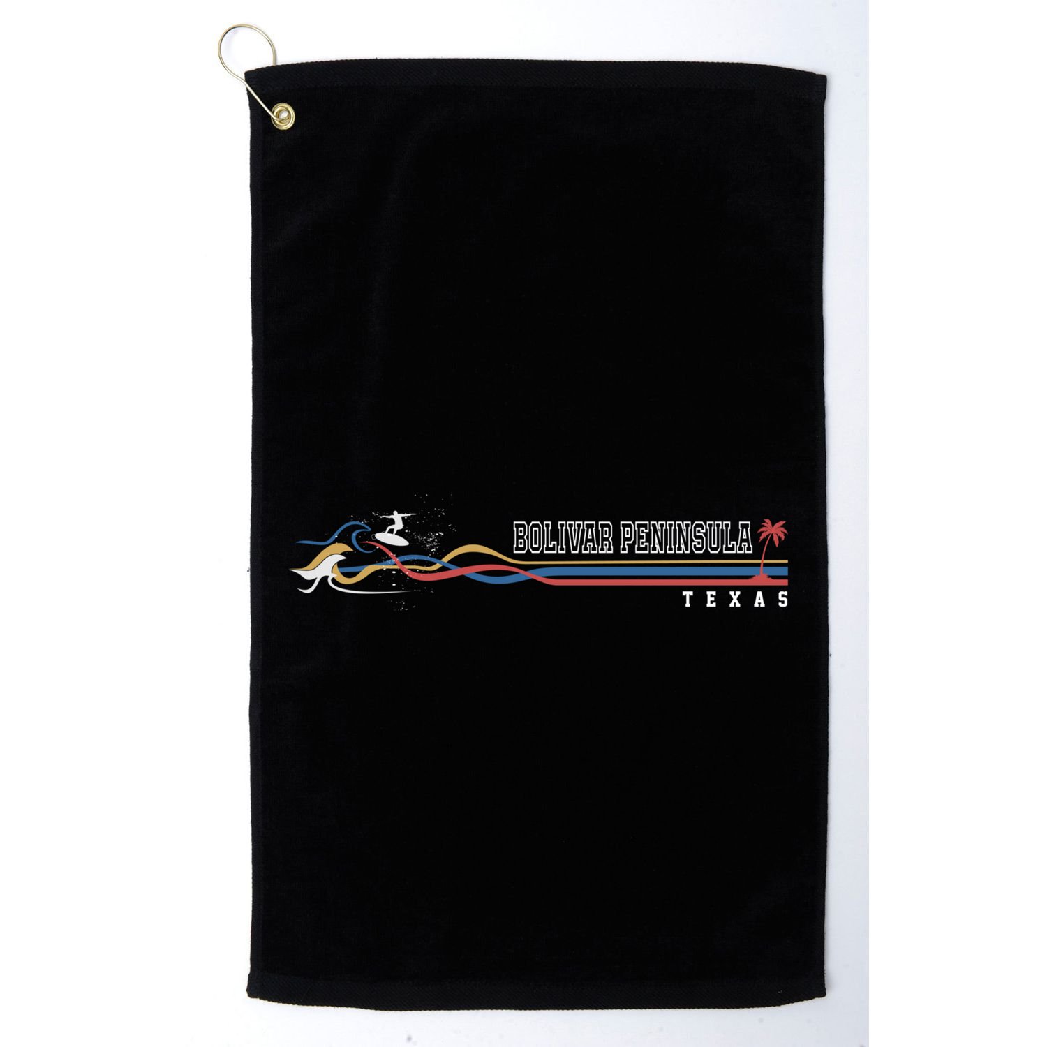 Retro Bolivar Peninsula Texas Surfboarder Cute Gift Golf Towel