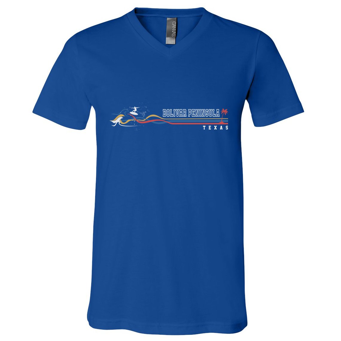 Retro Bolivar Peninsula Texas Surfboarder Cute Gift V-Neck T-Shirt