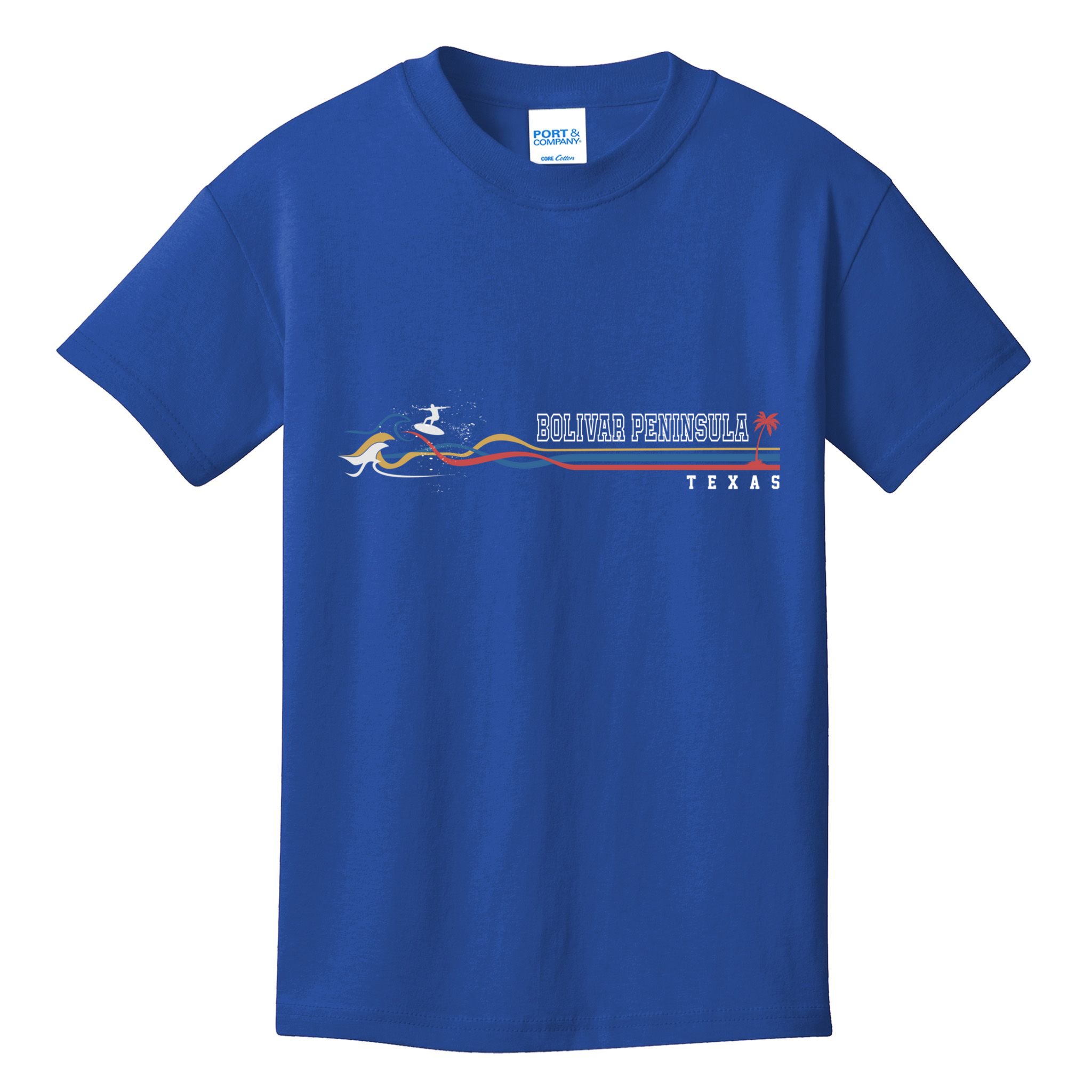 Retro Bolivar Peninsula Texas Surfboarder Cute Gift Kids T-Shirt