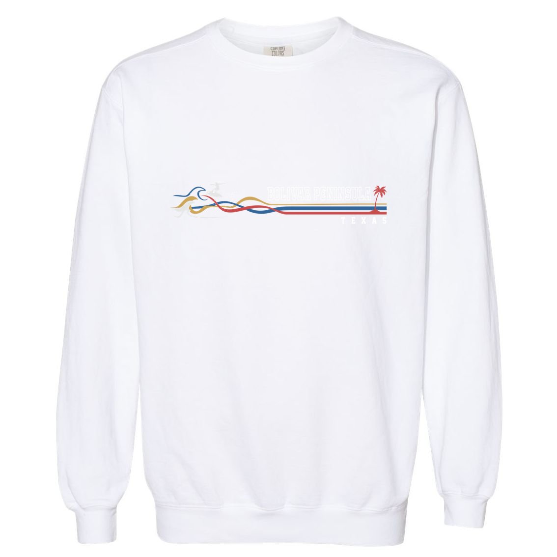 Retro Bolivar Peninsula Texas Surfboarder Cute Gift Garment-Dyed Sweatshirt