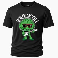 Rocking Broccoli Playing Guitar Veggie Vegetable Vegetarian Cooling Performance Crew T-Shirt