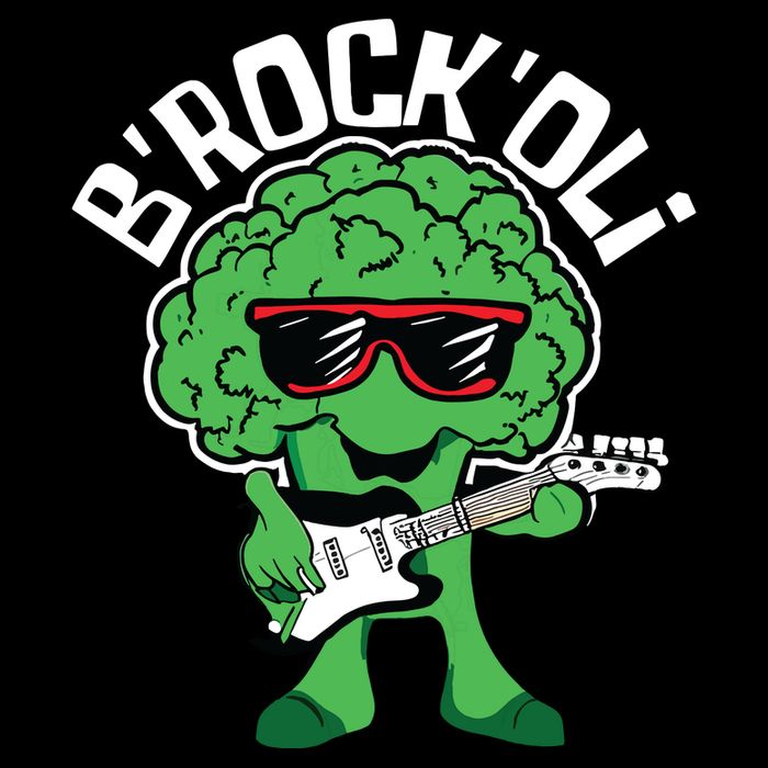 Rocking Broccoli Playing Guitar Veggie Vegetable Vegetarian Cooling Performance Crew T-Shirt