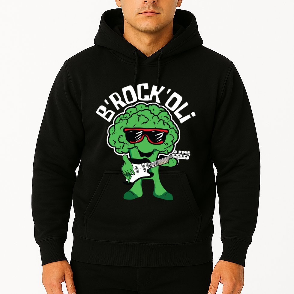 Rocking Broccoli Playing Guitar Veggie Vegetable Vegetarian Hoodie