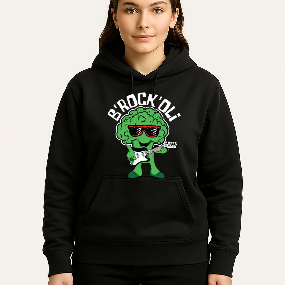Rocking Broccoli Playing Guitar Veggie Vegetable Vegetarian Hoodie