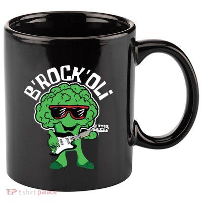 Rocking Broccoli Playing Guitar Veggie Vegetable Vegetarian 11oz C Handle Ceramic Mug