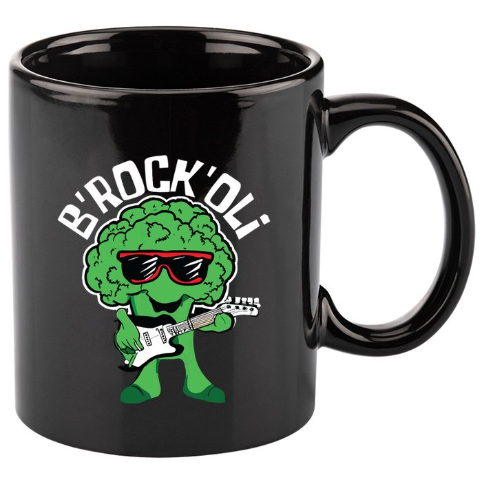 Rocking Broccoli Playing Guitar Veggie Vegetable Vegetarian 11oz C Handle Ceramic Mug