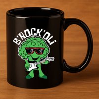 Rocking Broccoli Playing Guitar Veggie Vegetable Vegetarian 11oz C Handle Ceramic Mug