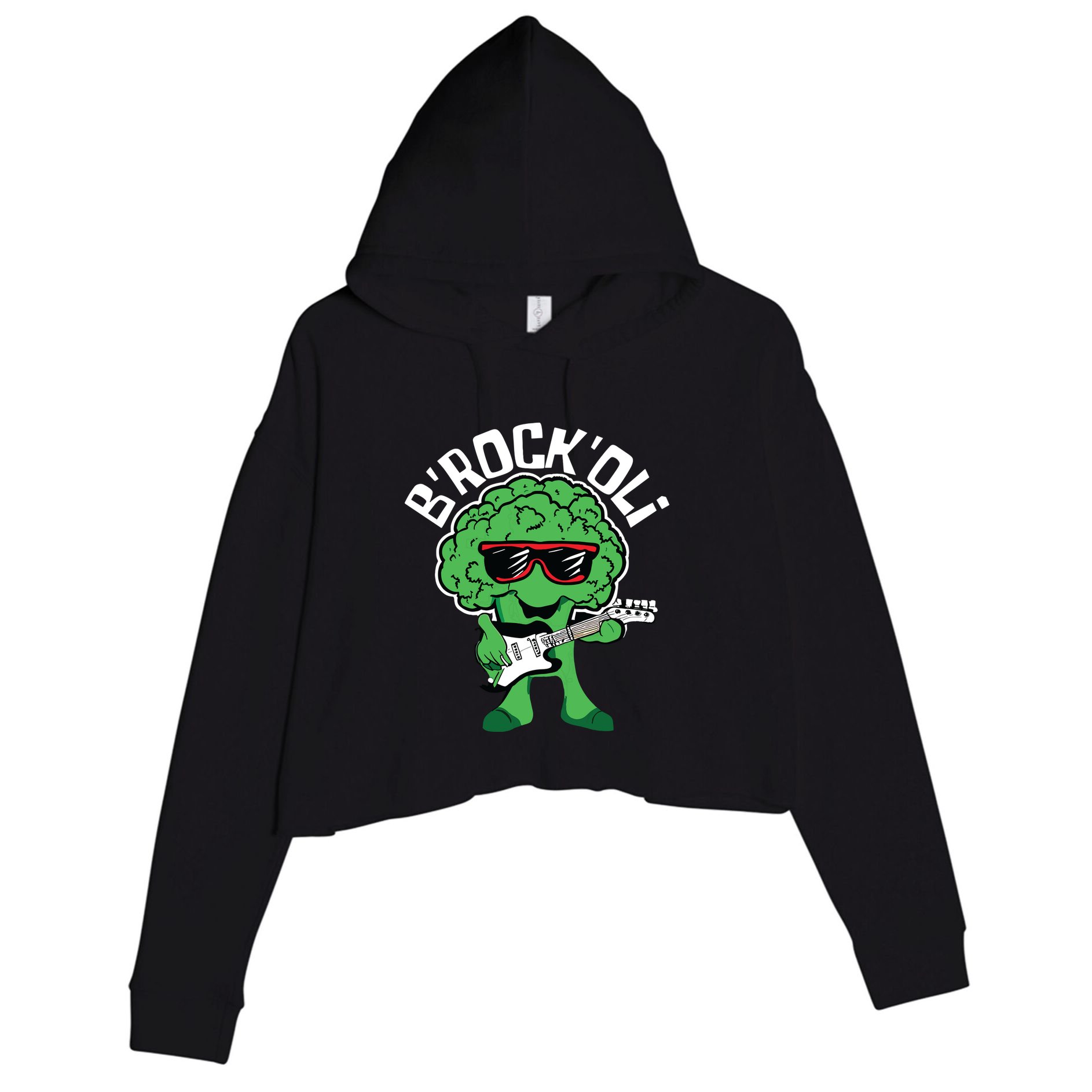 Rocking Broccoli Playing Guitar Veggie Vegetable Vegetarian Crop Fleece Hoodie