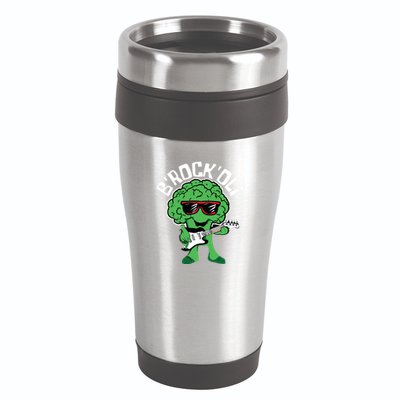 Rocking Broccoli Playing Guitar Veggie Vegetable Vegetarian 16oz Travel Tumbler