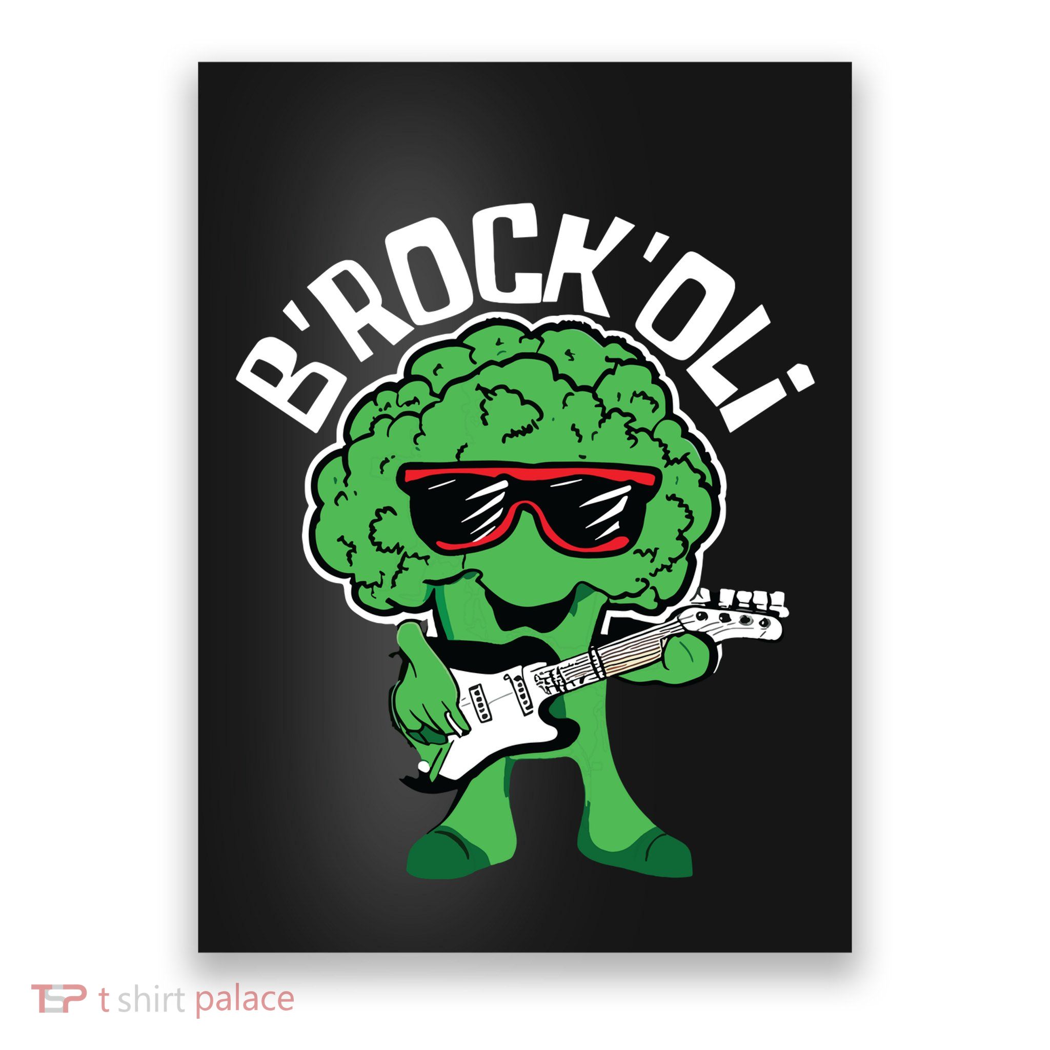 Rocking Broccoli Playing Guitar Veggie Vegetable Vegetarian Poster