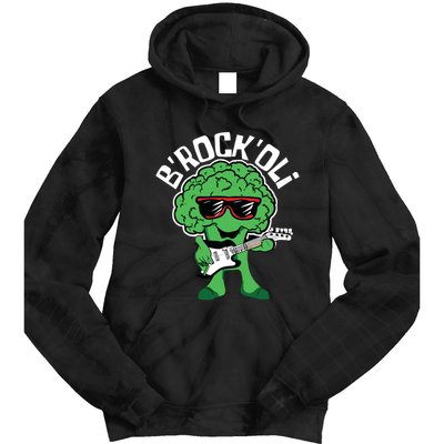 Rocking Broccoli Playing Guitar Veggie Vegetable Vegetarian Tie Dye Hoodie