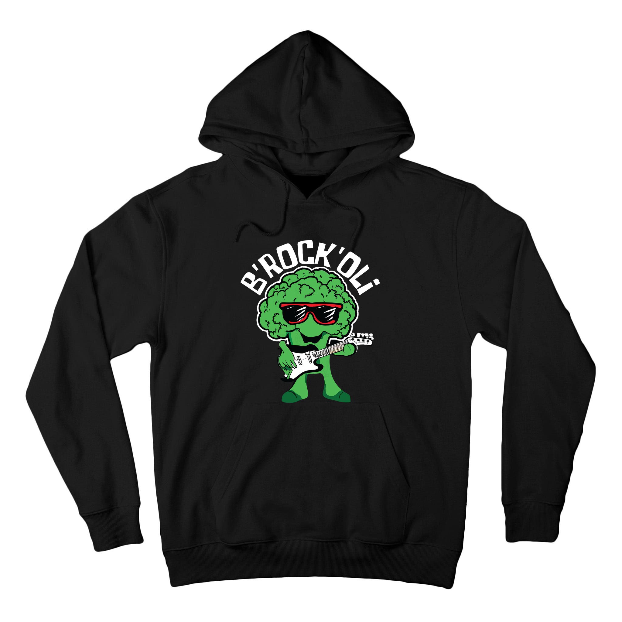 Rocking Broccoli Playing Guitar Veggie Vegetable Vegetarian Tall Hoodie