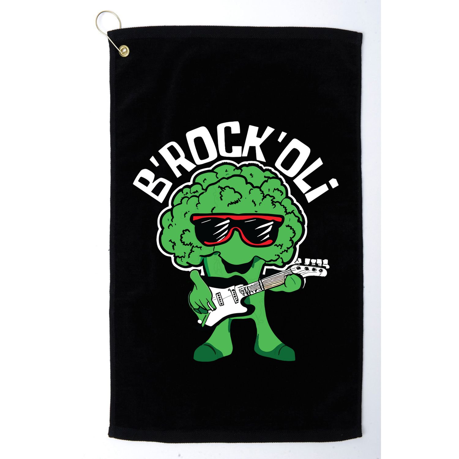 Rocking Broccoli Playing Guitar Veggie Vegetable Vegetarian Golf Towel